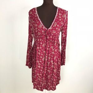 Plumberry Boho Dress Size XL Maroon Floral 171